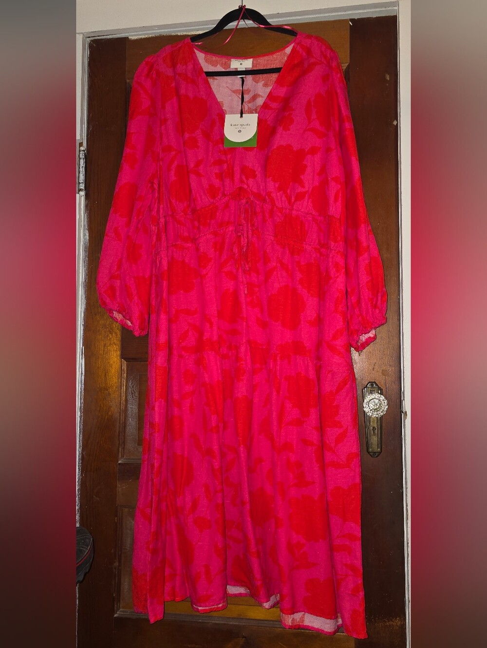 kate Spade By Targer Hot Pink & Red Floral Maxi Dresst